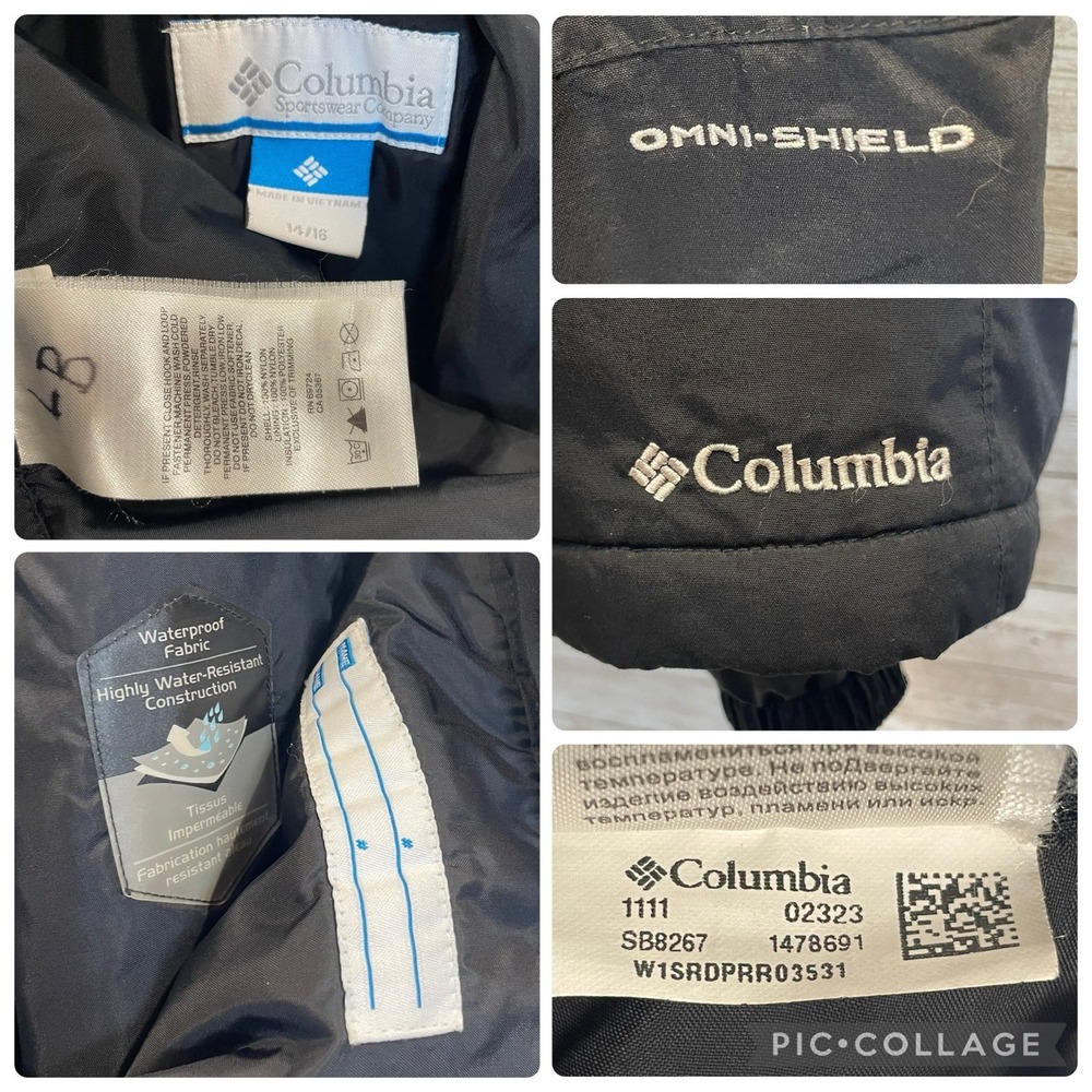 Columbia Youth 14/16 Snow Pants Omni Shield Black Winter Wear Sports Ski Outdoor - Picture 8 of 13